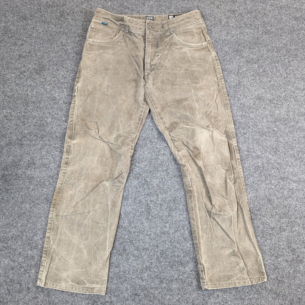 Kuhl Rydr Pants Mens 32x30 Patina Dye Olive Green Acid Cotton Blend Hiking